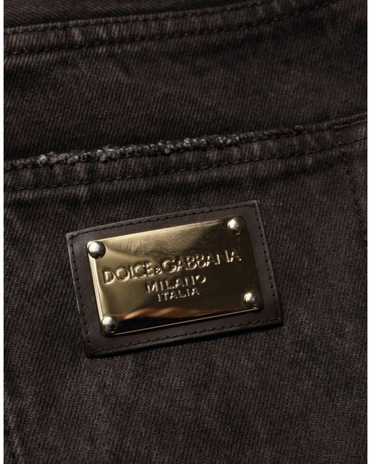 Dolce & Gabbana Black Distressed Ripped Denim Shorts for men