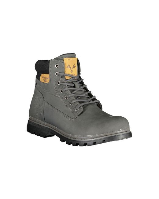 Carrera Gray Sleek Lace-Up Boots With Contrast Details for men