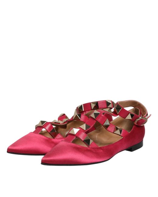 PROSPERINE® Red Gold Studded Pointed Toe Ballet Flats Shoes for men