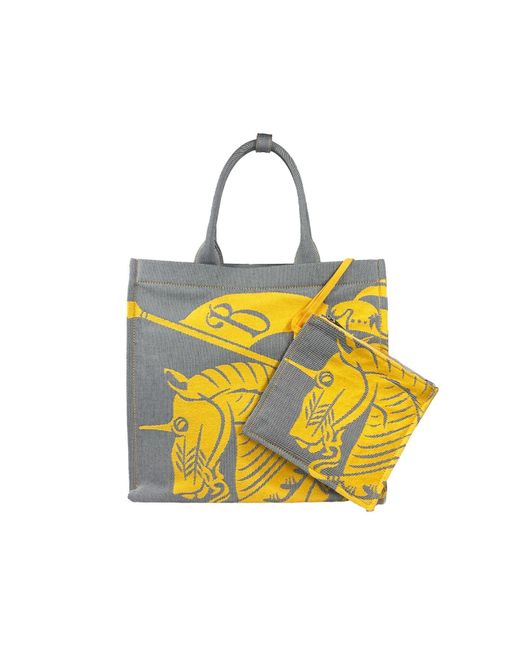 Burberry Yellow Ekd Canvas Tote Bag With Coin Pouch