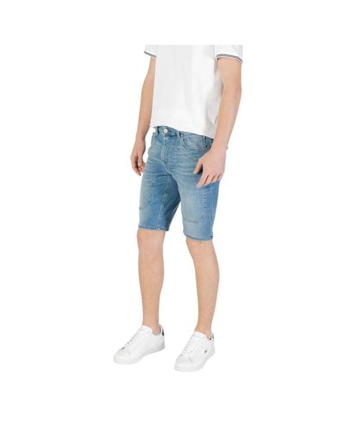 Jeckerson Blue Cotton Bermuda for men