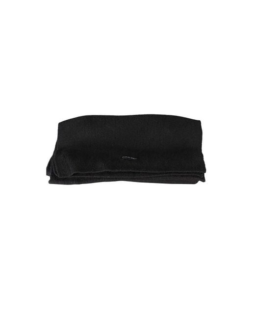 Calvin Klein Black Ribbed Knit Scarf Winter Accessory