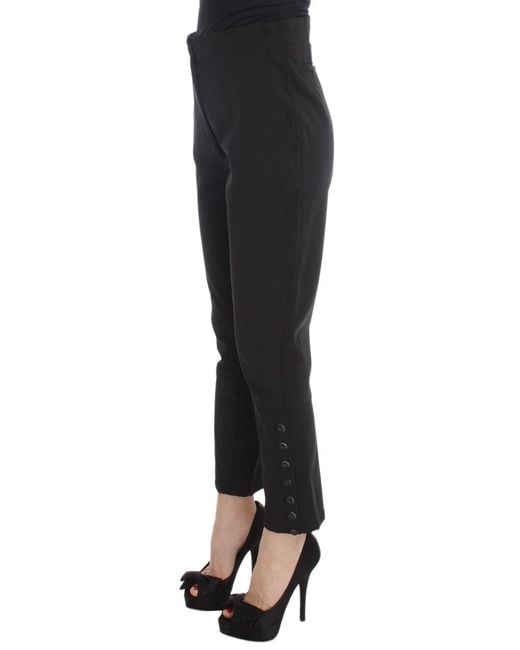 Ermanno Scervino Black Trousers Button Detail