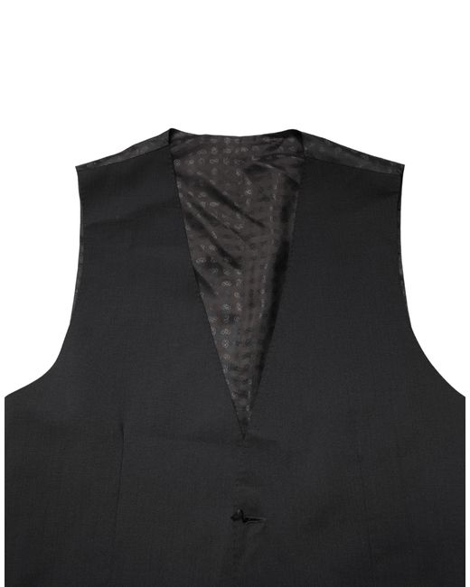 Dolce & Gabbana Black Wool Dress Formal Waistcoat Vest for men