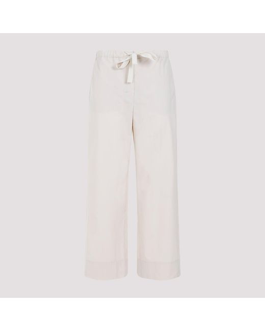 MAX MARA'S White Blue Mare Cotton Argento Popeline Pants