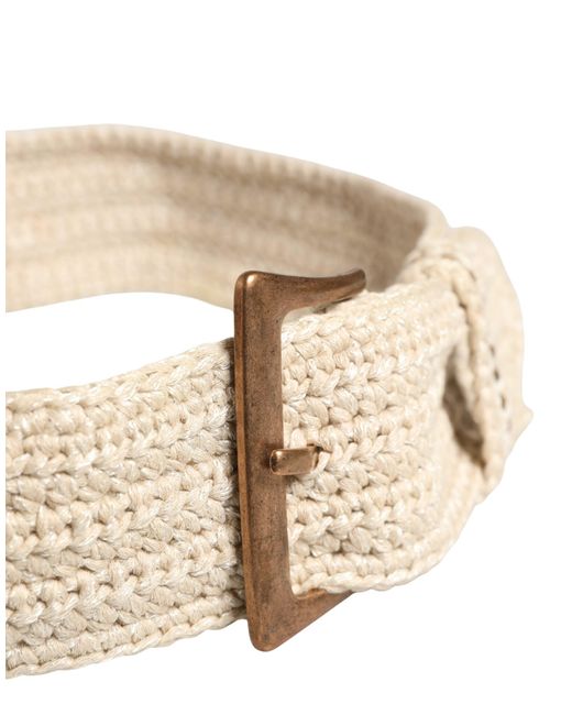 Ermanno Scervino Natural Beige Woven Vintage Metal Buckle Waist Belt