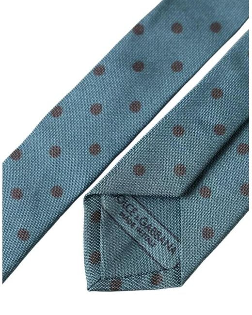 Dolce & Gabbana Blue Polka Dot Silk Tie Classic Style for men