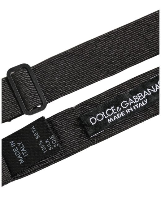 Dolce & Gabbana Men Black 100% Cotton Adjustable Neck Papillon Bow Tie for men