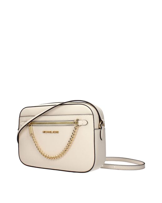 Michael Kors Natural Jet Set Crossbody Bag Leather Light/Cream