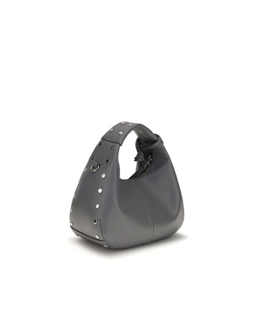 Ganni Gray Leather Shoulder Bag