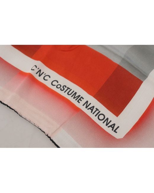 CoSTUME NATIONAL Black Gray Red Shawl Foulard Wrap Scarf