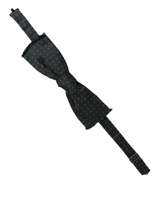 Dolce & Gabbana Black Men Green Patterned Adjustable Neck Papillon Bow Tie for men