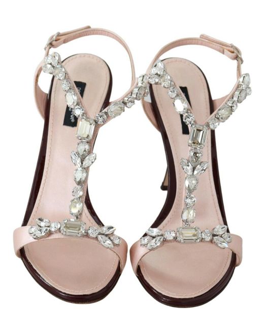 Dolce & Gabbana Multicolor Pink Crystals Heels Keira Sandals