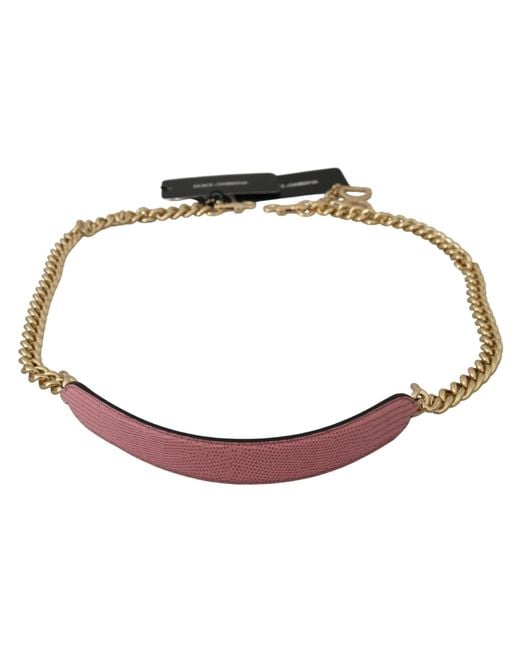 Dolce & Gabbana Pink Leather Gold Chain Accessory Shoulder Strap