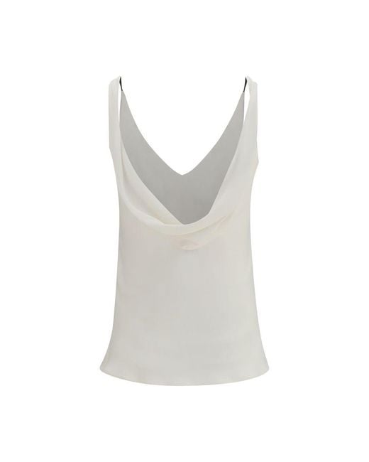 Brunello Cucinelli Gray Beige Silk Blouse