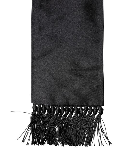Dolce & Gabbana Black Silk Fringes Neck Wrap Foulard Scarf for men
