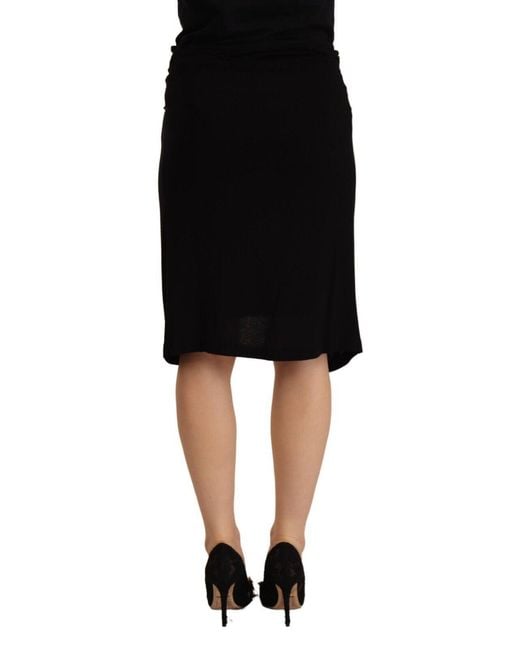 Plein Sud Black Elegant High Waist Pencil Cut Skirt