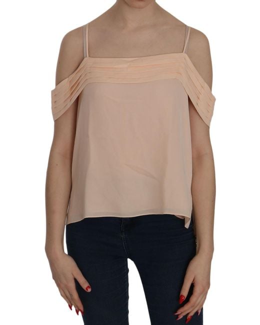 Alexander Wang Blue Orange Off Shoulder Strap Square Neck Top Blouse