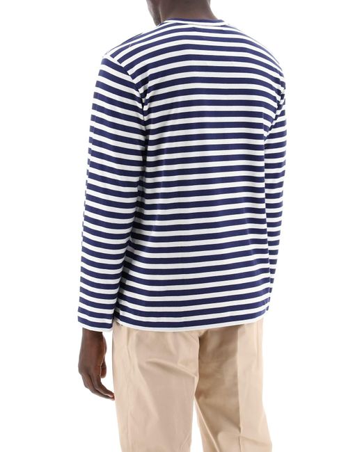 COMME DES GARÇONS PLAY Blue Striped Long-Sleeved T-Shirt for men