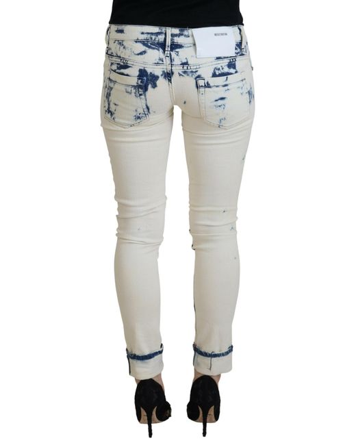 Acht Blue Chic Low Waist Tattered Skinny Jeans