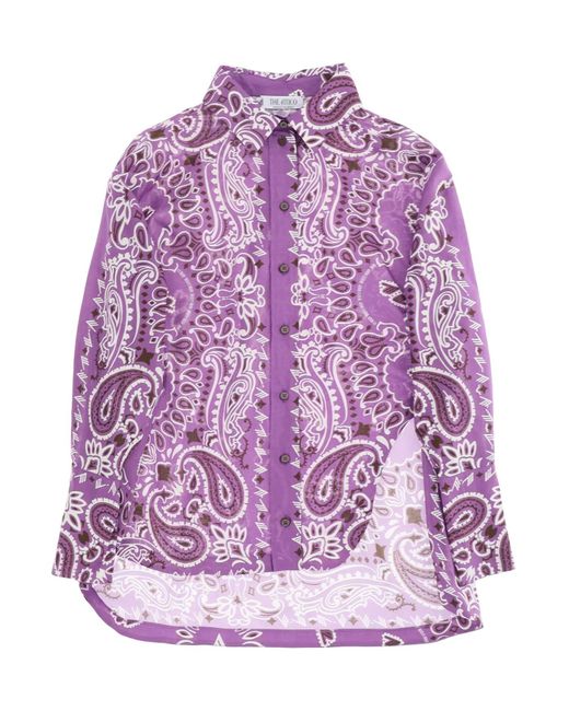 The Attico Purple Bandana Split Shirt With Sl