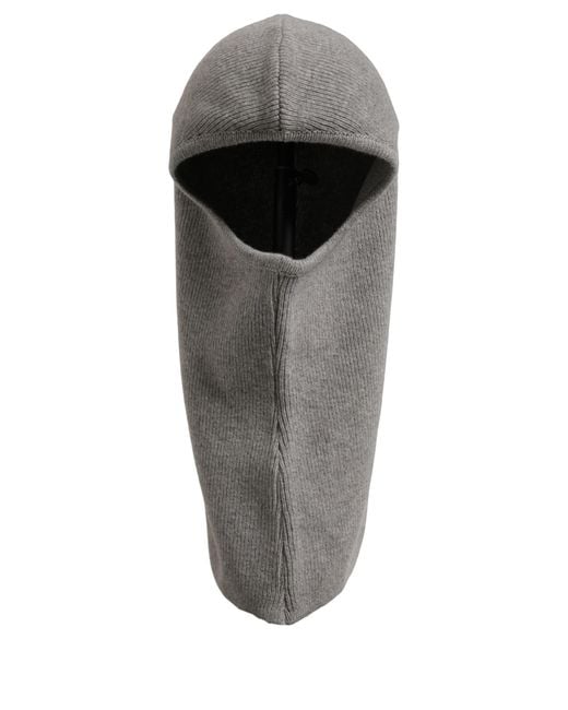 Dolce & Gabbana Gray Men Grey Wool Ribbed Knit Balaclava Wrap One Size Hat for men