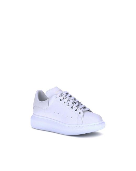 McQueen White Calf Leather Bos Taurus Platform Sneakers