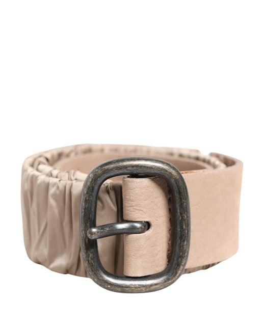 Gianfranco Ferré Natural Beige Polyester Silver Metal Buckle Waist Belt