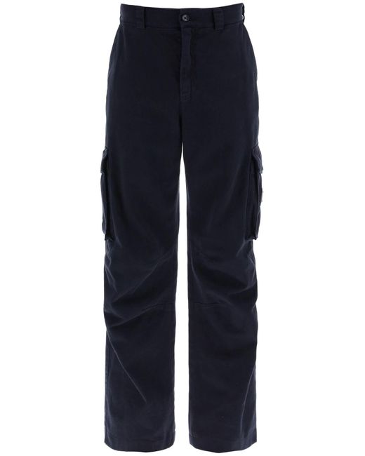 Dolce & Gabbana Blue Cargo Pants With Logo Plaque for men