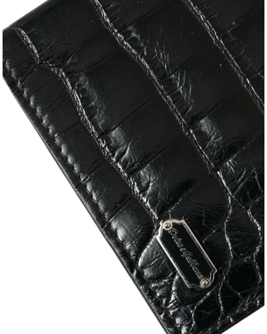 Dolce & Gabbana Black Exotic Skin Leather Long Bifold Passport Holder for men