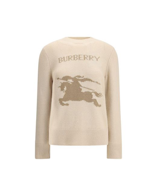 Burberry Women's Natural Equestrian Knight Wool Sweater