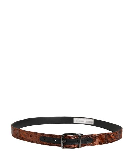 Dolce & Gabbana Brown Classic Polyester Metal Buckle Belt Me Calf Leather for men