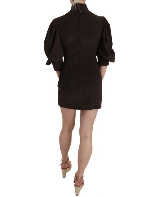 Dolce & Gabbana Black Corduroy Bodycon Cotton Mini Dress