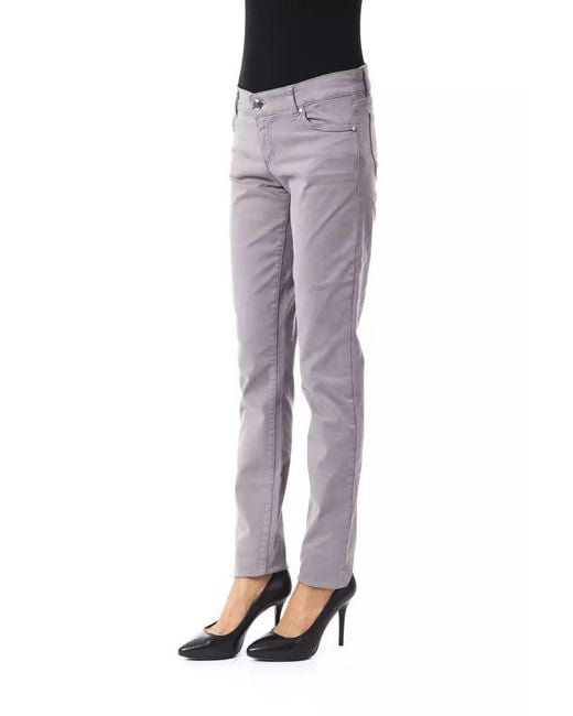 Byblos Gray Chic Cotton Blend Pants