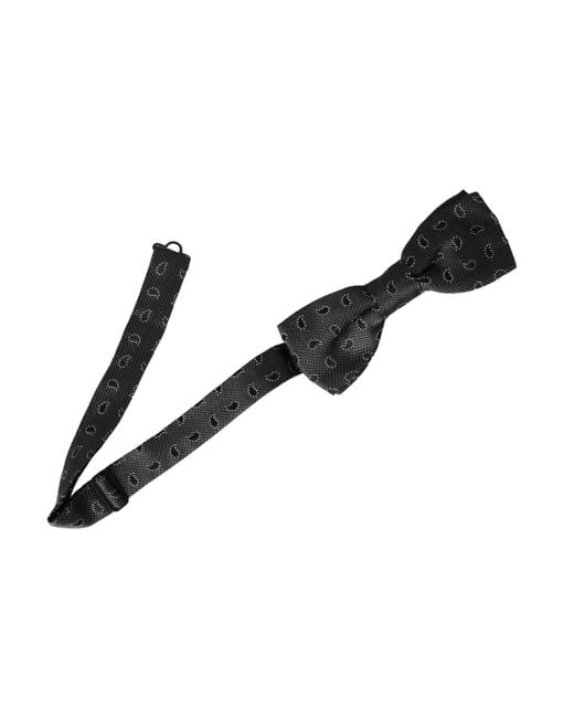 Dolce & Gabbana Brown Silk Patterned Adjustable Neck Bow Tie for men