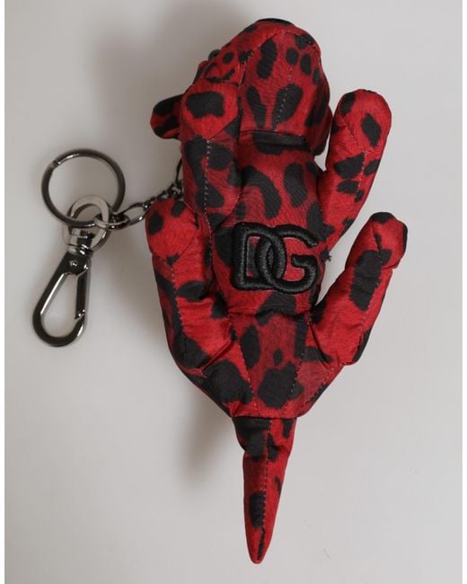 Dolce & Gabbana Red Polyester Animal Silhouette Keychain Keyring for men