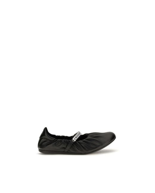 Jimmy Choo Black Calf Leather Bos Taurus Ballet Flats