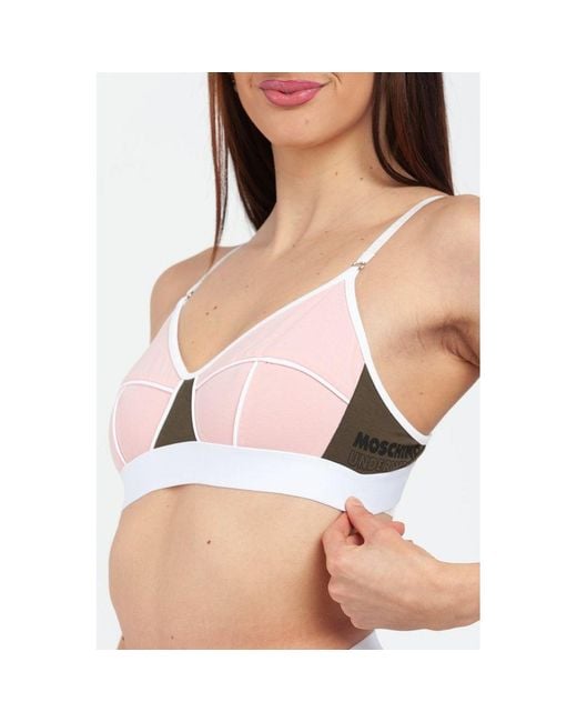 Moschino Pink Multicolor Cotton Bra