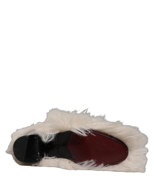Dolce & Gabbana Natural White Faux Fur Mid Calf Men Boots Shoes for men
