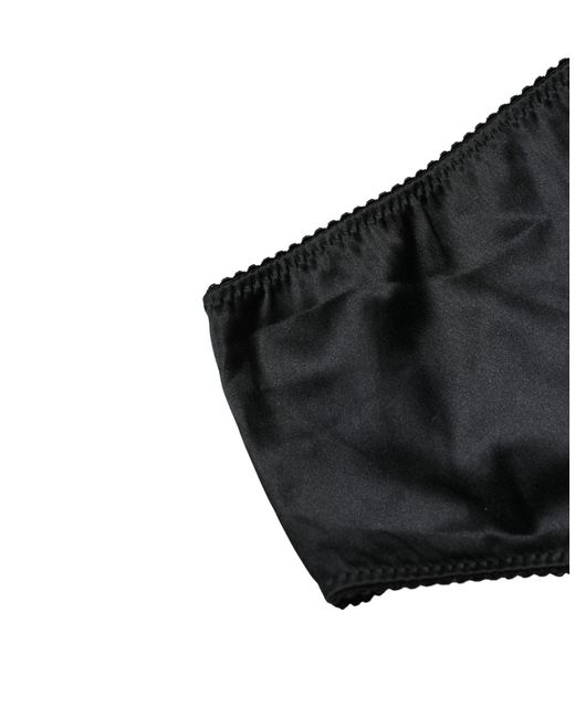 Dolce & Gabbana Black Silk Stretch Mid Waist Brief Panty Underwear