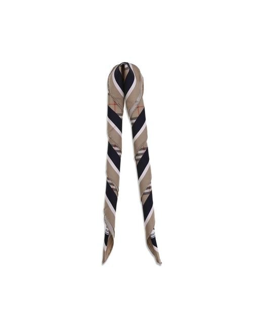Burberry Gray Silk Check Scarf