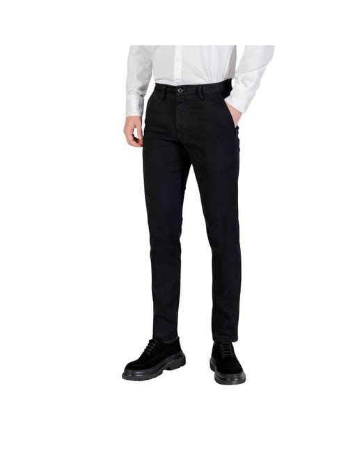 Borghese Black Cotton Skinny Pants for men