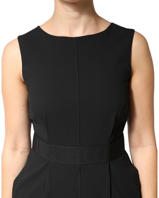 Dolce & Gabbana Black Sleeveless Sheath Knee Length Dress Acetate Viscose Elastane