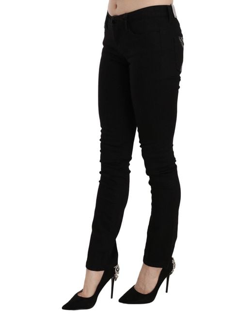CoSTUME NATIONAL Black Sequined Mid Waist Slim Fit Denim Jeans