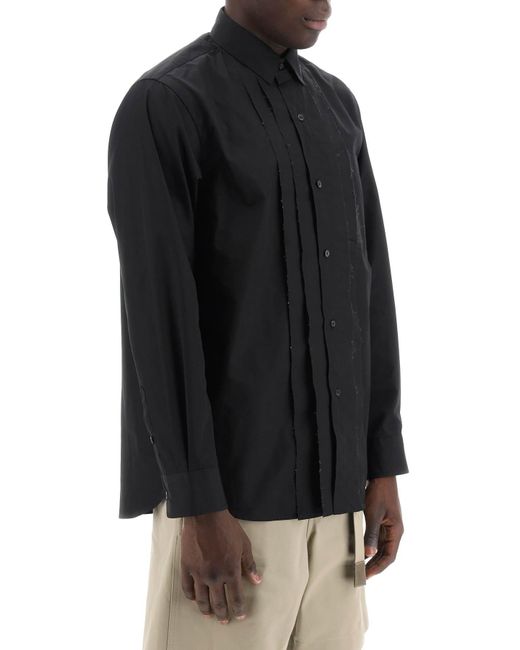 Sacai Black Layered Poplin Effect Shirt With for men