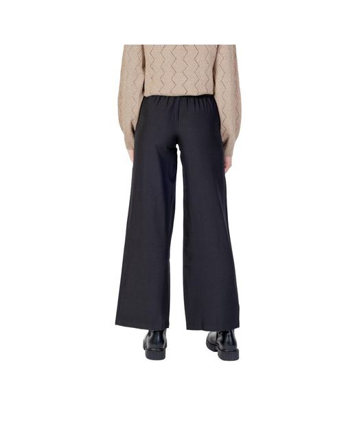 Jacqueline De Yong Blue Black Polyester Flared Pants