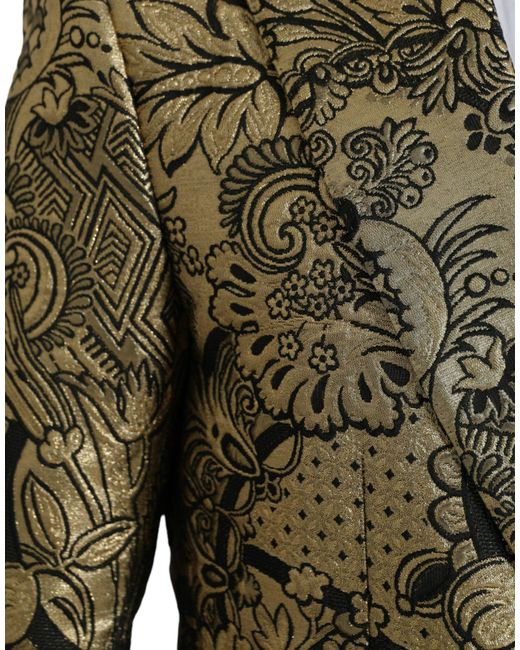 Dolce & Gabbana Green Sicilia Jacquard Single Breasted Coat Blazer for men