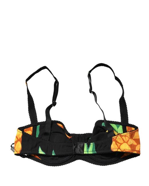 Dolce & Gabbana Orange Pineapple Silk Balconette Bra Underwear Elastane Clothing