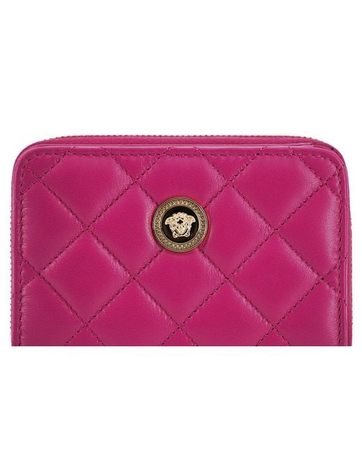Versace Purple Elegant Quilted Leather Wallet