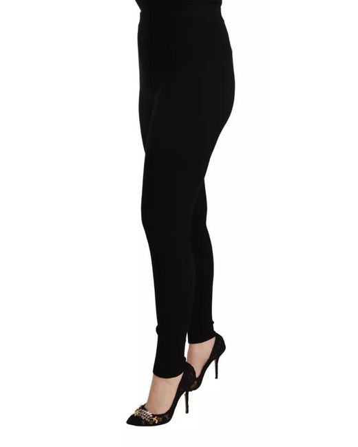 Dolce & Gabbana Black High Waist Stretch Pants Tights